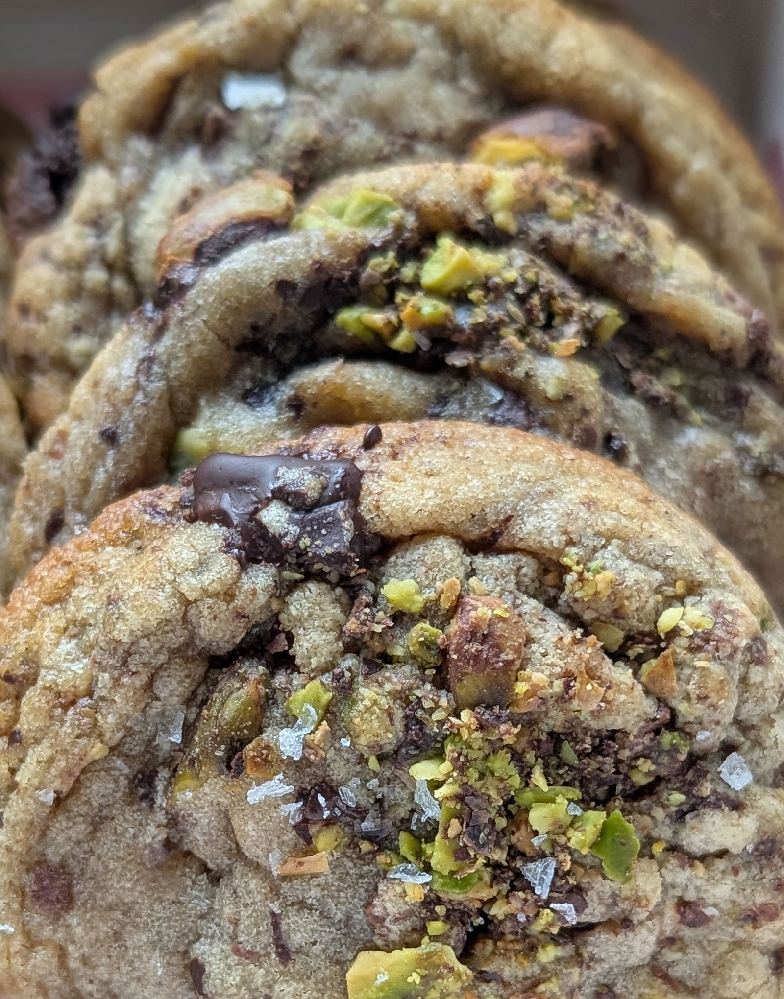 Dark chocolate pistachio cookie
