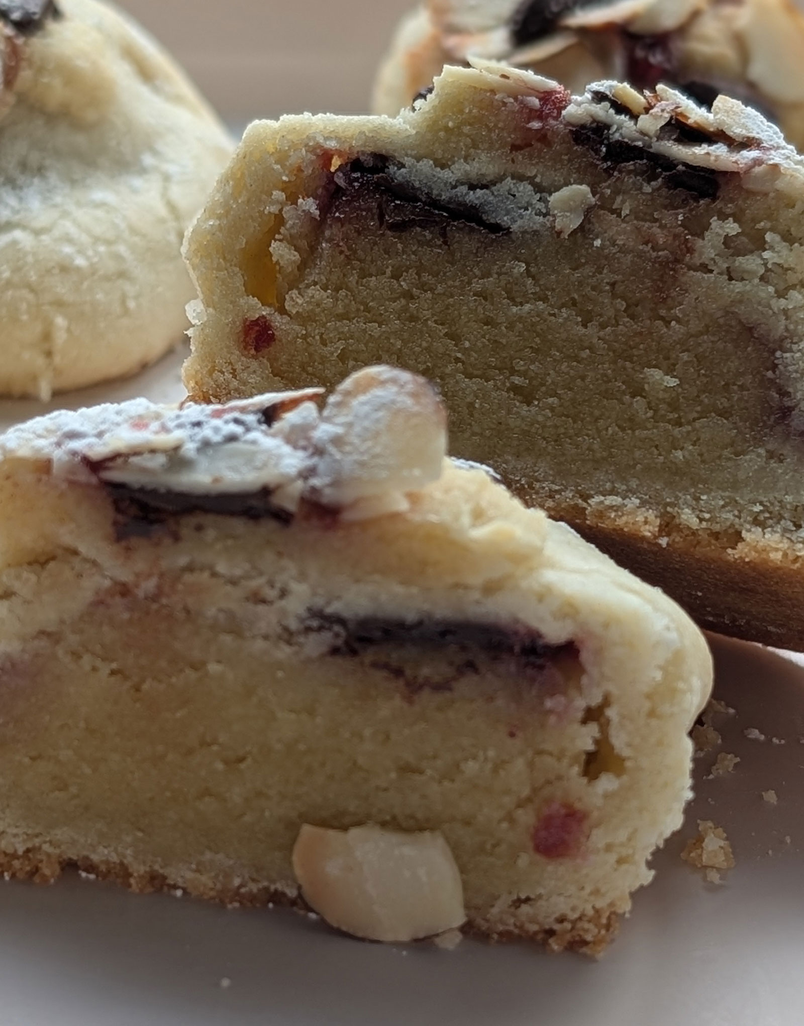 Chocolate Almond Raspberry Croissant Cookies